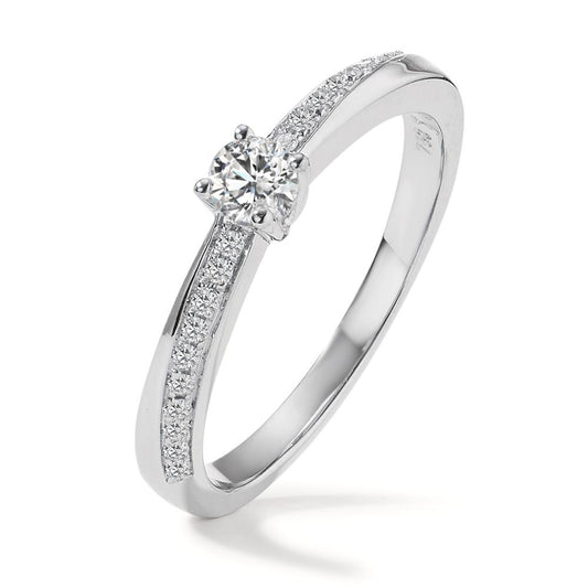 Solitärring 750/18 K vitguld diamant 0.25 ct, 21 stenar, w-si