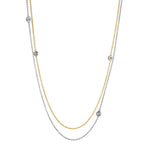 Collier 750/18 K vitguld, 750/18 K gult guld diamant 0.16 ct, 5 stenar, w-si 42-45 cm