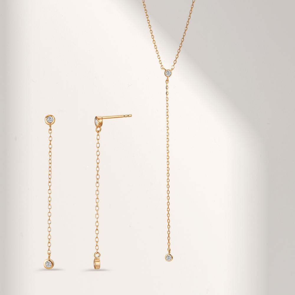 Collier Brons Zirkoniumoxid 2 stenar guldpläterad 40-45 cm