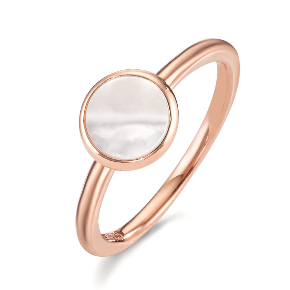 Finger ring Silver guldpläterad pärlemor vit Ø7.5 mm