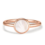Finger ring Silver guldpläterad pärlemor vit Ø7.5 mm