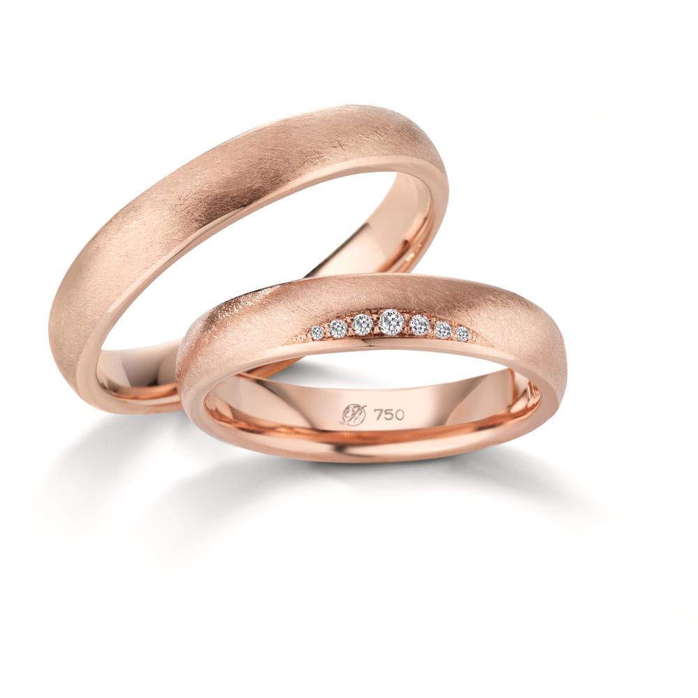 Partnerring 750/18 K roséguld diamant 0.032 ct, 7 stenar, w-si