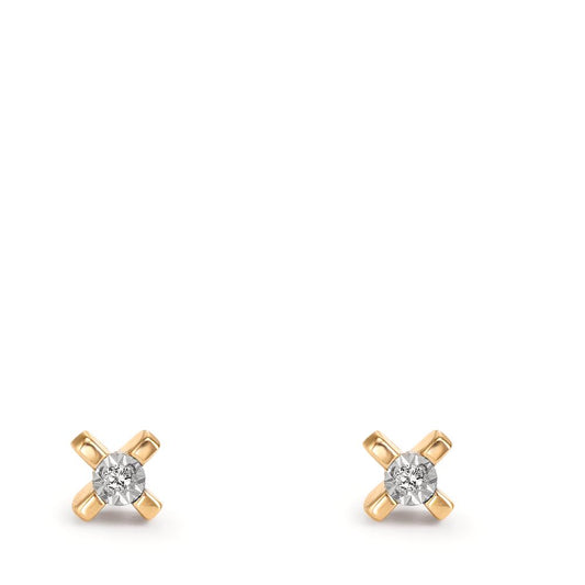 Örhängen med knoppar 750/18 K gult guld diamant 0.01 ct, 2 stenar, w-si Ø3.5 mm