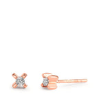 Örhängen med knoppar 750/18 K rött guld diamant 0.01 ct, 2 stenar, w-si Ø3.5 mm