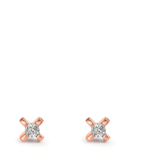 Örhängen med knoppar 750/18 K rött guld diamant 0.01 ct, 2 stenar, w-si Ø3.5 mm
