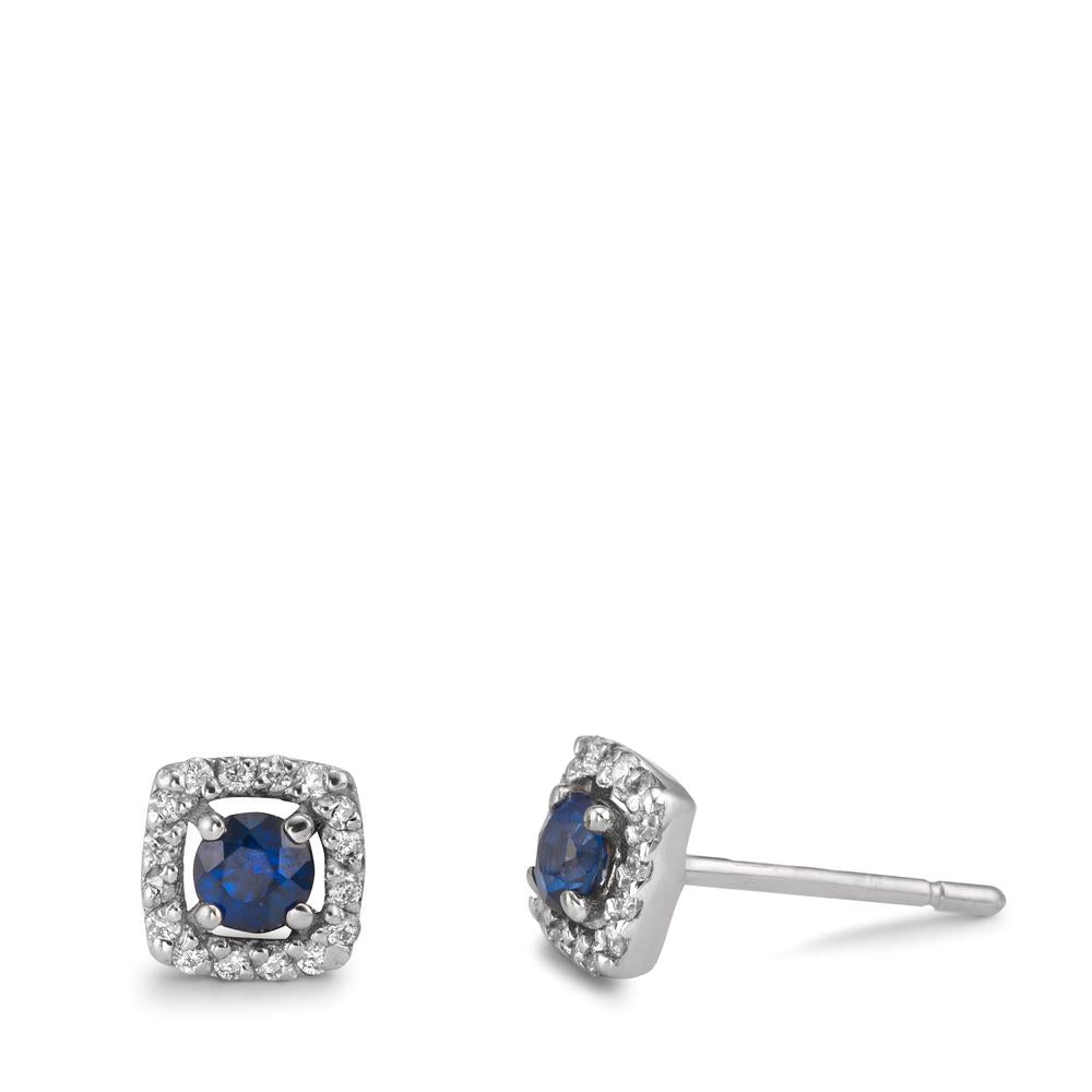Örhängen med knoppar 750/18 K vitguld safir 34 stenar Ø5.5 mm