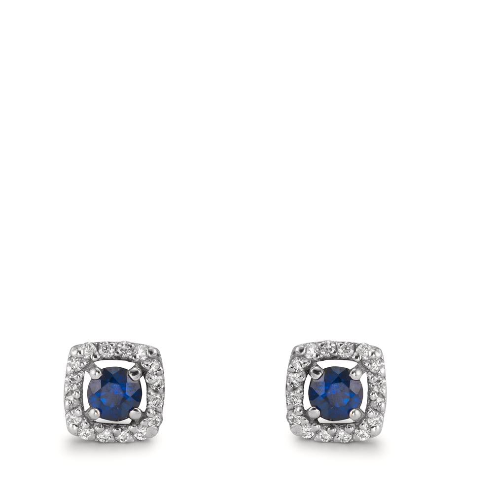 Örhängen med knoppar 750/18 K vitguld safir 34 stenar Ø5.5 mm