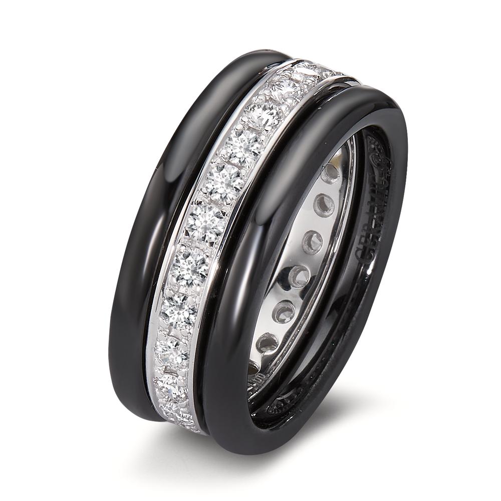 Finger ring 750/18 K vitguld, Keramik diamant 1 ct, 25 stenar, [Brillant]