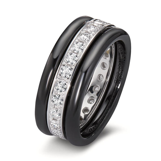 Finger ring 750/18 K vitguld, Keramik diamant 1 ct, 25 stenar, [Brillant]