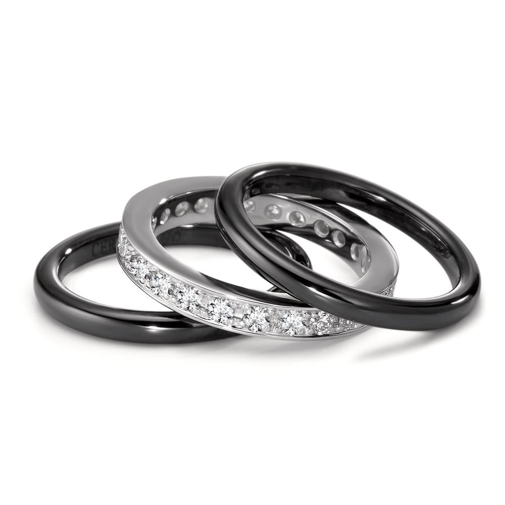 Finger ring 750/18 K vitguld, Keramik diamant 1 ct, 25 stenar, [Brillant]