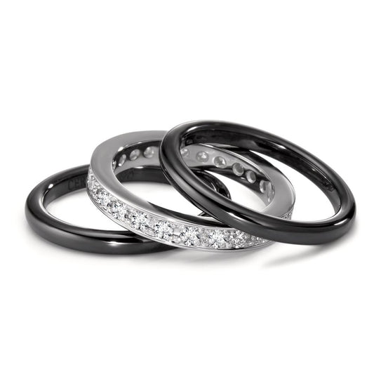 Finger ring 750/18 K vitguld, Keramik diamant 1 ct, 25 stenar, [Brillant]