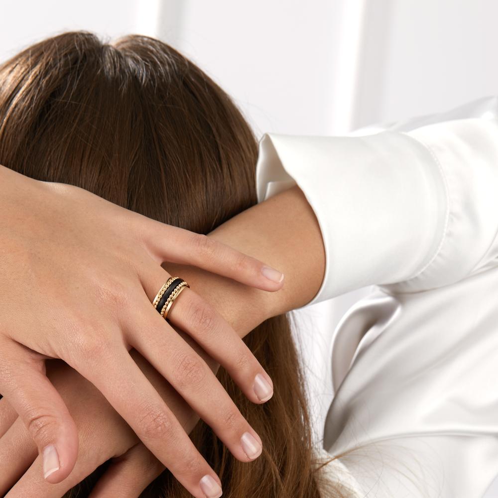 Finger ring 585/14 K gult guld, Keramik