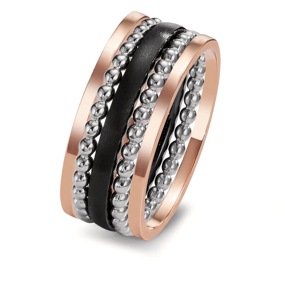 Finger ring 585/14 K rött guld, 585/14 K vitguld, Kol