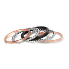 Finger ring 585/14 K rött guld, 585/14 K vitguld, Kol