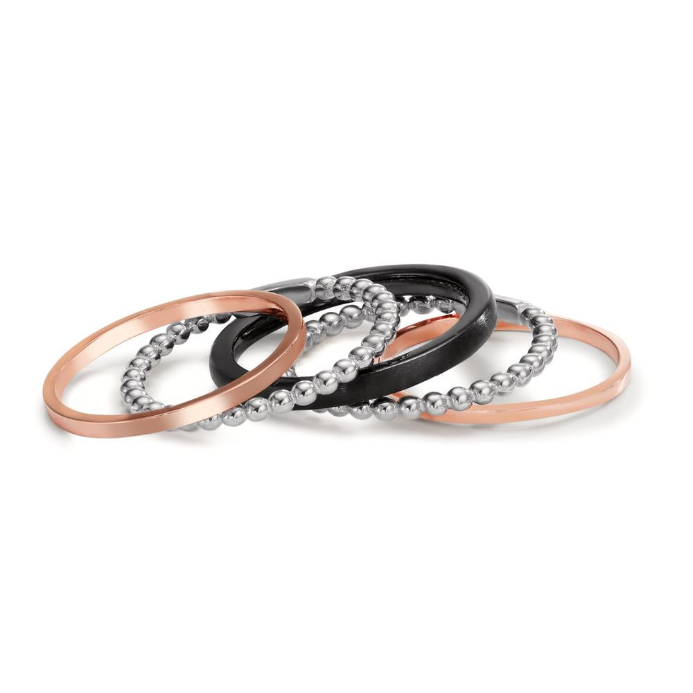 Finger ring 585/14 K rött guld, 585/14 K vitguld, Kol