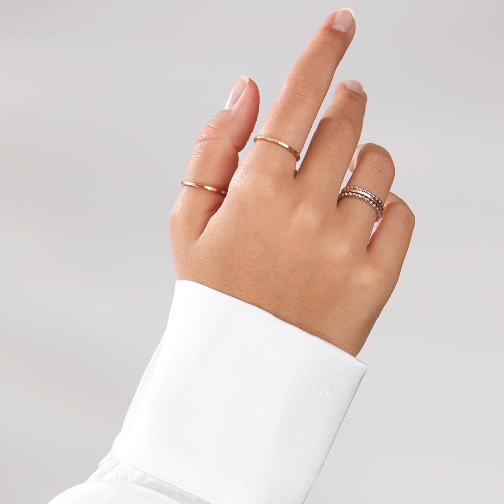 Finger ring 585/14 K rött guld, 585/14 K vitguld, Kol
