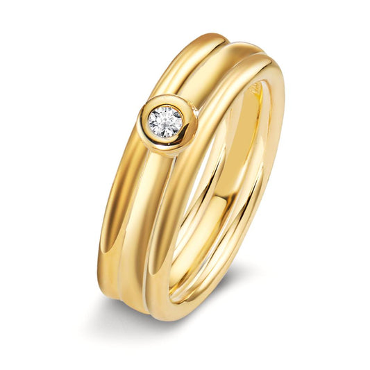 Finger ring 750/18 K gult guld diamant vit, 0.03 ct, w-si