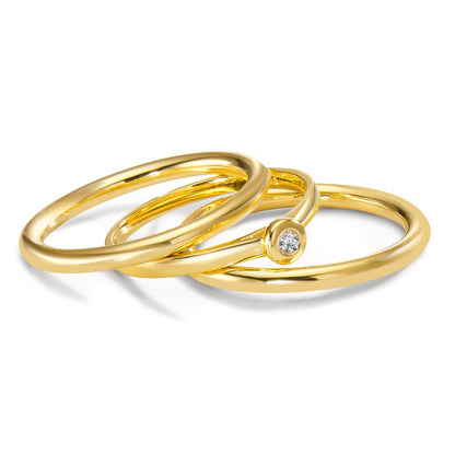 Finger ring 750/18 K gult guld diamant vit, 0.03 ct, w-si