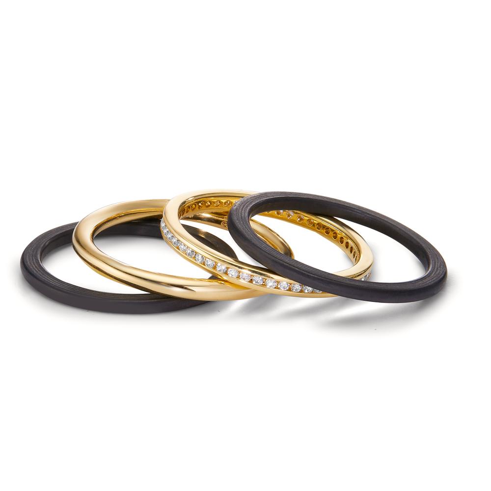 Finger ring 750/18 K gult guld, Kol diamant 0.25 ct, 50 stenar, w-si
