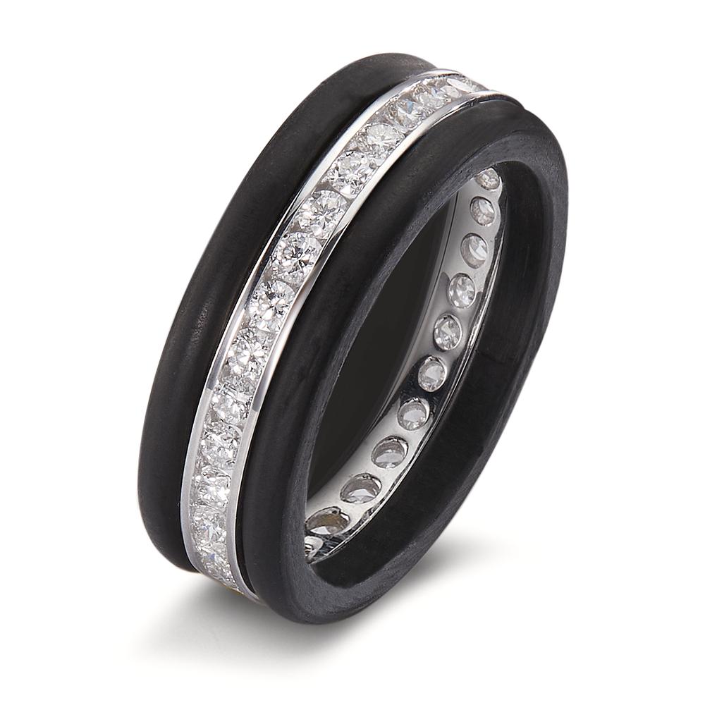 Finger ring 750/18 K vitguld, Kol diamant 1 ct, 28 stenar, w-si