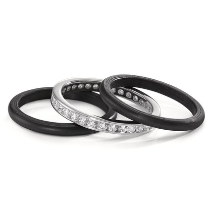 Finger ring 750/18 K vitguld, Kol diamant 1 ct, 28 stenar, w-si