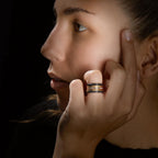 Finger ring 750/18 K gult guld, Kol diamant 0.25 ct, 50 stenar, w-si