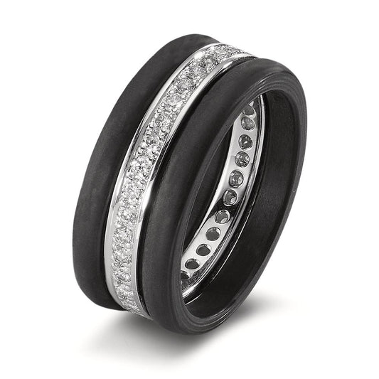 Finger ring 750/18 K vitguld, Kol diamant 0.50 ct, 35 stenar, w-si