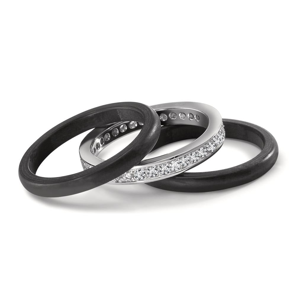 Finger ring 750/18 K vitguld, Kol diamant 0.50 ct, 35 stenar, w-si