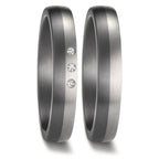 Partnerring 999 Tantal, 950 platina diamant 0.03 ct, 3 stenar, w-si