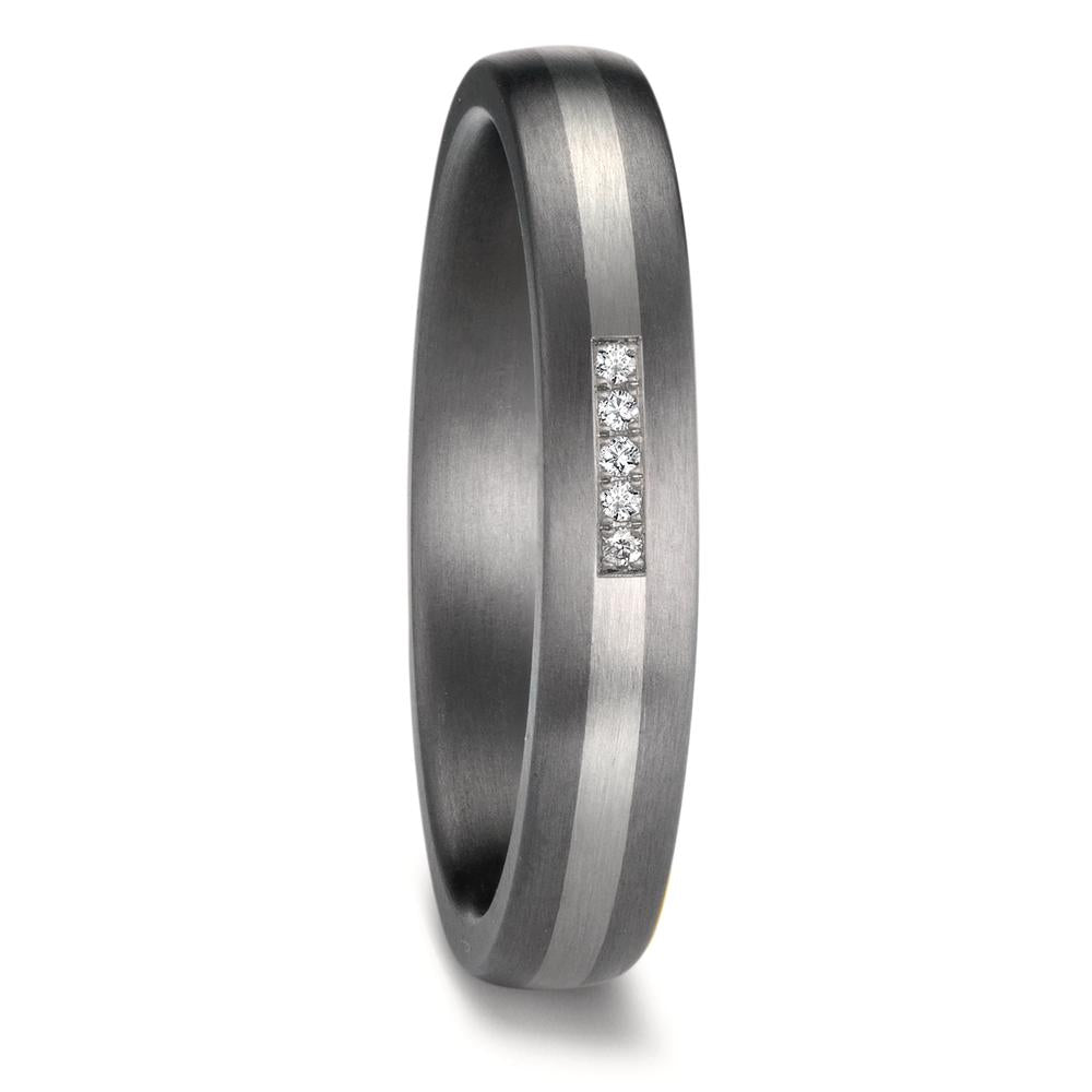 Partnerring 999 Tantal, 950 platina diamant 0.017 ct, 5 stenar, w-si