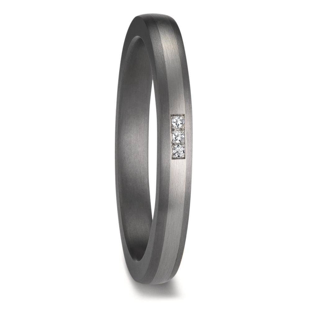 Partnerring 999 Tantal, 950 platina diamant 0.01 ct, 3 stenar, w-si