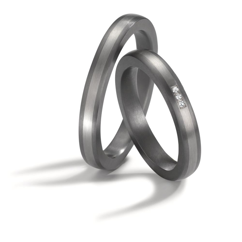 Partnerring 999 Tantal, 950 platina [Diamant] 0.01 ct, 3 stenar, w-si