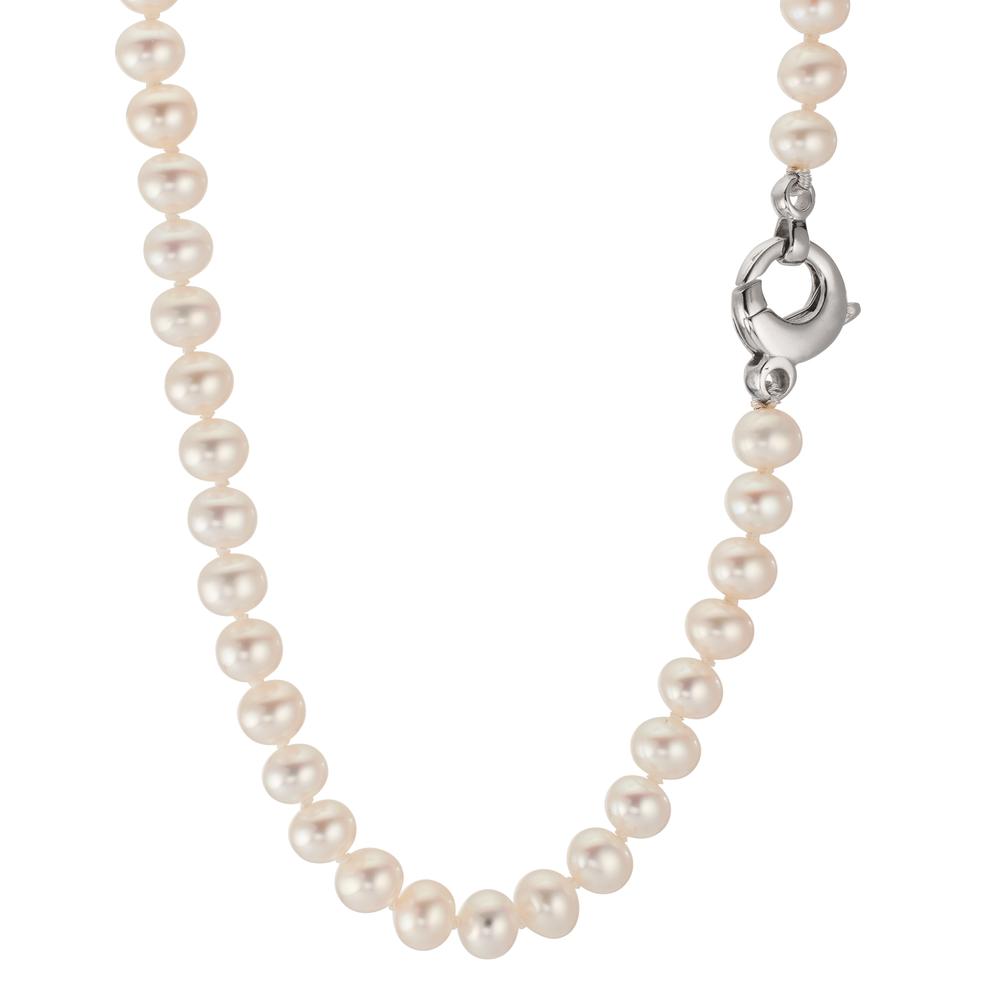 Collier 750/18 K vitguld Sötvattensodlad pärla vit, 5.5 mm 46 cm