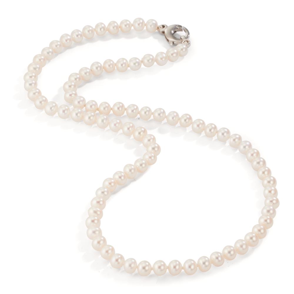 Collier 750/18 K vitguld Sötvattensodlad pärla vit, 5.5 mm 46 cm