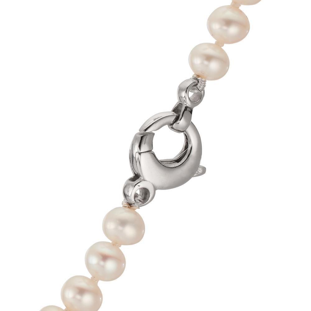 Collier 750/18 K vitguld Sötvattensodlad pärla vit, 5.5 mm 46 cm