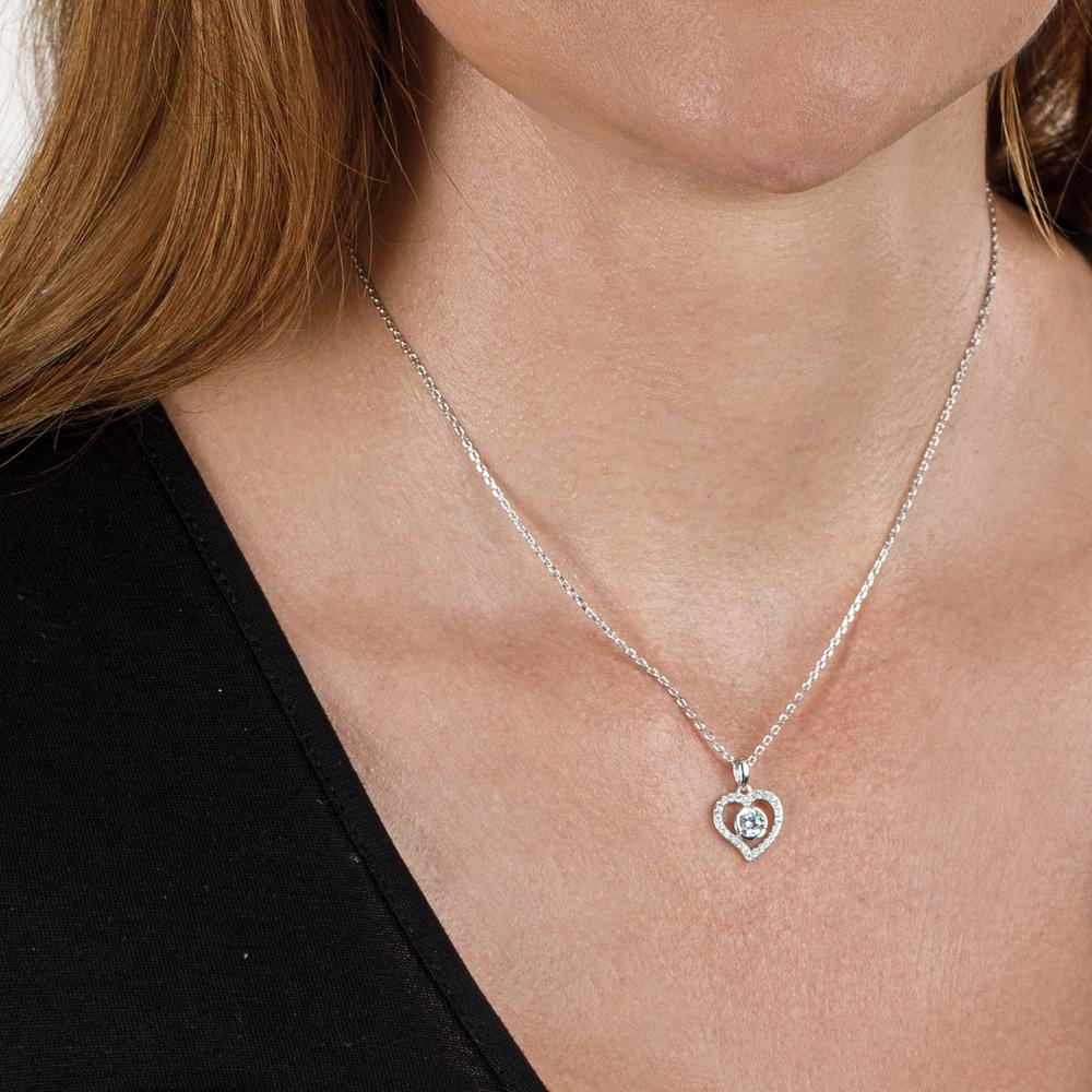 Halsband med hänge Silver Zirkoniumoxid rodiumpläterad Hjärta 40-42 cm Ø12.5 mm