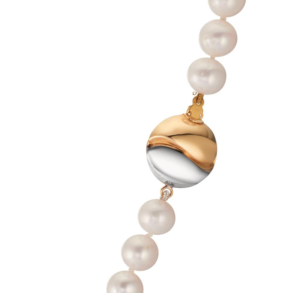 Collier 750/18 K gult guld, 750/18 K vitguld Sötvattensodlad pärla vit, 7.5 mm 47 cm