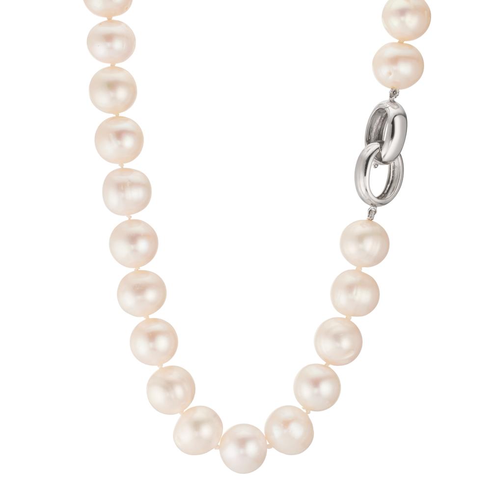 Collier Silver rodiumpläterad Sötvattensodlad pärla vit, 12 mm 50 cm