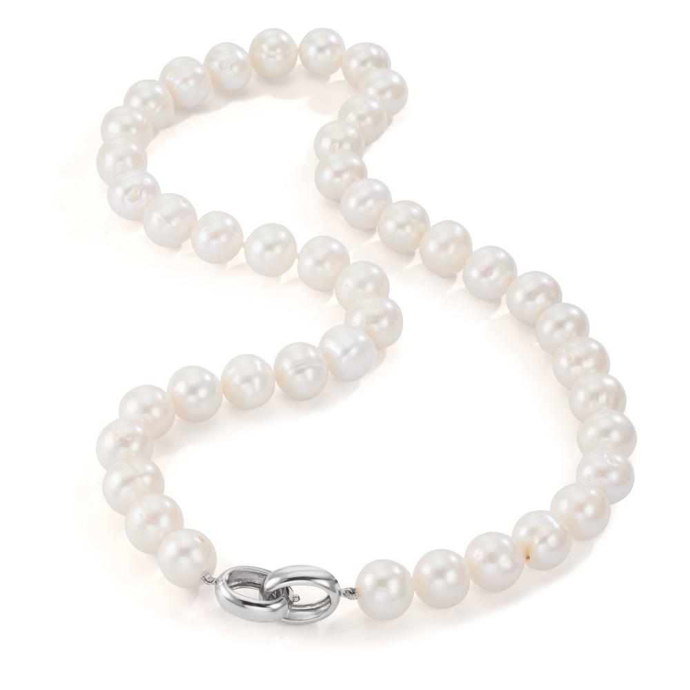 Collier Silver rodiumpläterad Sötvattensodlad pärla vit, 12 mm 50 cm