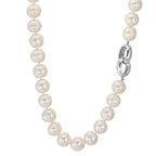 Collier Silver rodiumpläterad Sötvattensodlad pärla vit, 12 mm 50 cm