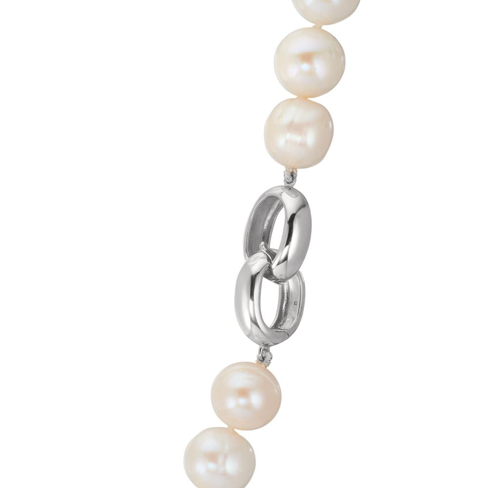 Collier Silver rodiumpläterad Sötvattensodlad pärla vit, 12 mm 50 cm