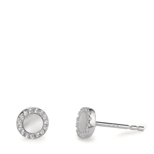 Örhängen med knoppar Silver Zirkoniumoxid rodiumpläterad pärlemor vit Ø6 mm