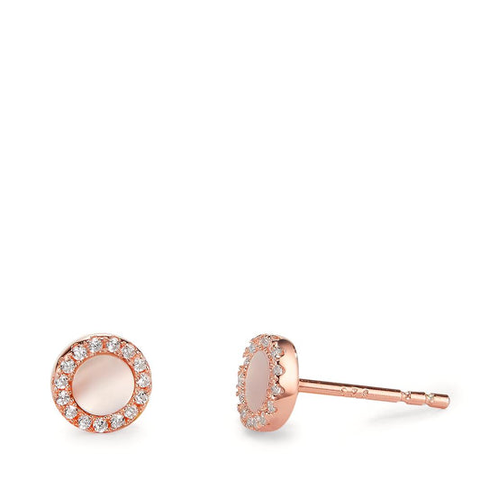 Örhängen med knoppar Silver Zirkoniumoxid ros guldpläterad pärlemor vit Ø6 mm
