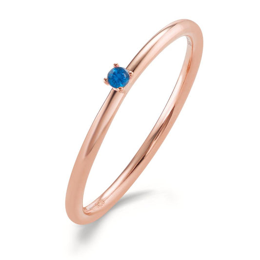 Sätt i ring Silver Zirkoniumoxid blå, 2 mm ros guldpläterad