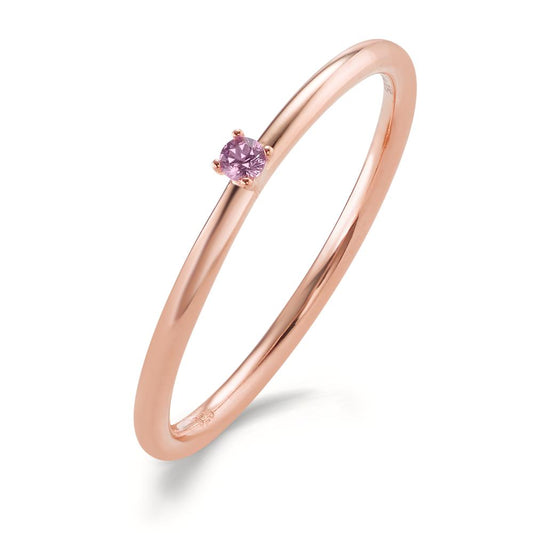 Sätt i ring Silver Zirkoniumoxid rosa, 2 mm ros guldpläterad