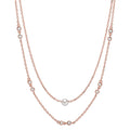 Collier Silver Zirkoniumoxid 10 stenar ros guldpläterad glänsande pärlor vit, 5 mm 40-45 cm