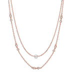 Collier Silver Zirkoniumoxid 10 stenar ros guldpläterad glänsande pärlor vit, 5 mm 40-45 cm