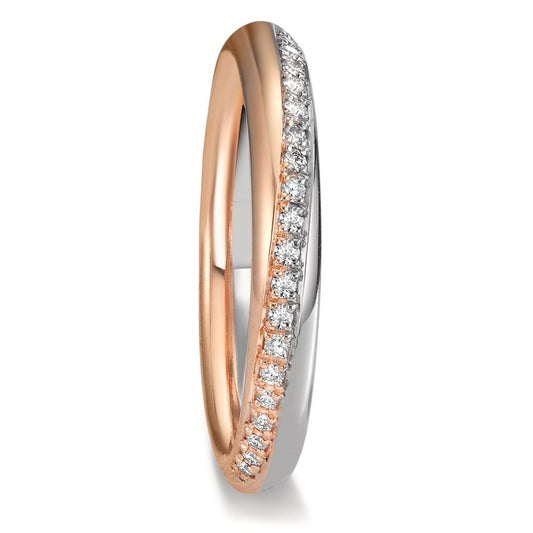 Partnerring 750/18 K vitguld, 750/18 K roséguld diamant 0.10 ct, 20 stenar, tw-vsi