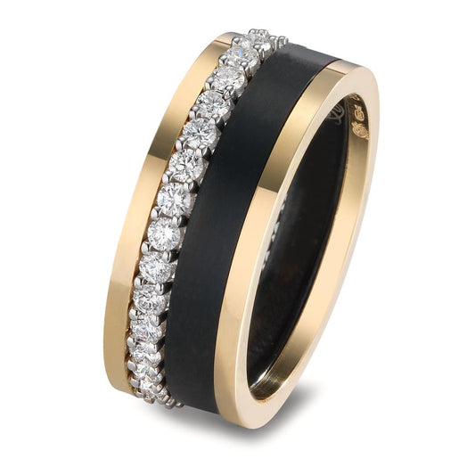 Ring set 750/18 K gult guld, 750/18 K vitguld, titan diamant 0.75 ct, w-si