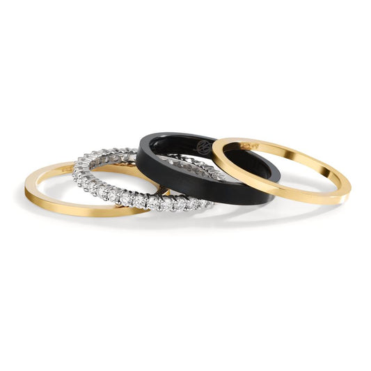 Ring set 750/18 K gult guld, 750/18 K vitguld, titan diamant 0.75 ct, w-si